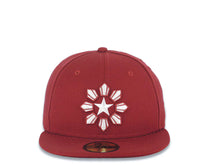 Load image into Gallery viewer, Philippines New Era 59FIFTY 5950 Fitted Cap Hat Cardinal Crown/Visor White/Cardinal Star Logo Philippines Flag Back Logo