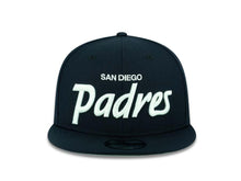 Load image into Gallery viewer, San Diego Padres New Era MLB 9FIFTY 950 Snapback Cap Hat Navy Crown/Visor White Text Logo