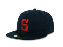 Load image into Gallery viewer, San Diego Padres MLB Fitted Cap Hat Navy Blue Crown/Visor Red S Pacific Coast League Logo