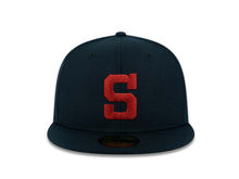 Load image into Gallery viewer, San Diego Padres MLB Fitted Cap Hat Navy Blue Crown/Visor Red S Pacific Coast League Logo