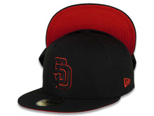 Load image into Gallery viewer, (Youth) San Diego Padres New Era MLB 59Fifty 5950 Fitted Cap Hat Black Crown/Visor Black/Red Logo