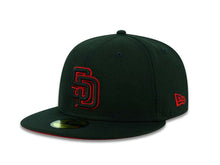 Load image into Gallery viewer, (Youth) San Diego Padres New Era MLB 59Fifty 5950 Fitted Cap Hat Black Crown/Visor Black/Red Logo