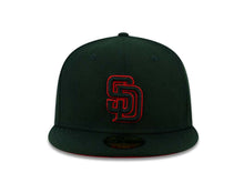 Load image into Gallery viewer, (Youth) San Diego Padres New Era MLB 59Fifty 5950 Fitted Cap Hat Black Crown/Visor Black/Red Logo