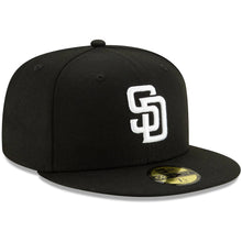 Load image into Gallery viewer, (Youth) San Diego Padres New Era MLB 59Fifty 5950 Fitted Cap Hat Black Crown/Visor White Logo