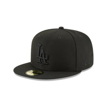 Load image into Gallery viewer, (Youth) Los Angeles Dodgers New Era MLB 59FIFTY 5950 Fitted Cap Hat Black Crown/Visor Black Logo