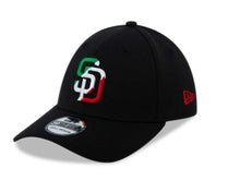 Load image into Gallery viewer, San Diego Padres New Era MLB 39THIRTY 3930 Flexfit Cap Hat Black Crown/Visor Green/White/Red Diagonal Logo