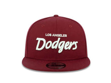 Load image into Gallery viewer, Los Angeles Dodgers New Era MLB 9FIFTY 950 Snapback Cap Hat Maroon Crown/Visor White Text Logo