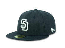 Load image into Gallery viewer, San Diego Padres New Era MLB 59FIFTY 5950 Fitted Cap Hat Heather Navy Crown/Visor White Logo