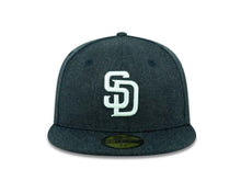 Load image into Gallery viewer, San Diego Padres New Era MLB 59FIFTY 5950 Fitted Cap Hat Heather Navy Crown/Visor White Logo