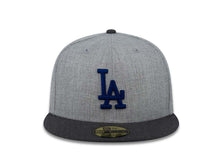 Load image into Gallery viewer, Los Angeles Dodgers New Era MLB 59FIFTY 5950 Fitted Cap Hat Heather Gray/Dark Gray Crown/Visor Royal Blue Logo