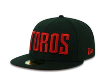 Load image into Gallery viewer, Tijuana Toros New Era LMB 59FIFTY 5950 Fitted Cap Hat Black Crown/Visor Red "TOROS" Logo