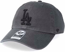 Load image into Gallery viewer, Los Angeles Dodgers '47 Brand MLB Clean Up Adjustable Cap Hat Dark Gray Crown/Visor Black Logo