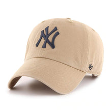 Load image into Gallery viewer, New York Yankees '47 MLB Clean Up Adjustable Cap Hat Khaki Crown/Visor Navy Logo