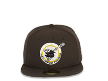 Load image into Gallery viewer, San Diego Padres New Era MLB 59FIFTY 5950 Fitted Cap Hat Black Crown/Visor Brown/White/Yellow Retro Logo