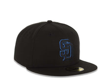 Load image into Gallery viewer, San Diego Padres New Era MLB 59FIFTY 5950 Fitted Cap Hat Black Crown/Visor Black/Blue Logo