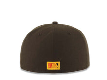 Load image into Gallery viewer, San Diego Padres New Era MLB 59FIFTY 5950 Fitted Cap Hat Brown Crown/Visor Yellow/Orange/Brown Script/Text Logo