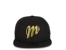 Load image into Gallery viewer, Diablos Rojos del Mexico New Era 59FIFTY 5950 Fitted Cap Hat Black Crown/Visor Metallic Gold Logo