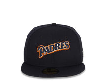 Load image into Gallery viewer, San Diego Padres New Era MLB 59Fifty 5950 Fitted Cap Hat Navy Crown/Visor Navy/White/Orange Script Logo