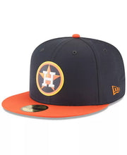 Load image into Gallery viewer, (Youth/Adult) New Era 59FIFTY 5950 Fitted Cap Hat Navy Blue Crown Orange Visor Team Color Logo (Batting Practice)