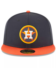 Load image into Gallery viewer, (Youth/Adult) New Era 59FIFTY 5950 Fitted Cap Hat Navy Blue Crown Orange Visor Team Color Logo (Batting Practice)