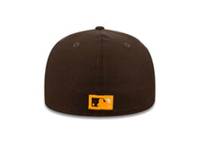 Load image into Gallery viewer, San Diego Padres New Era MLB 59FIFTY 5950 Fitted Cap Hat Brown Crown/Visor Brown/Yellow/White Script Logo