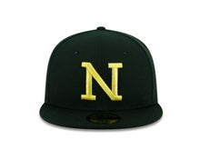 Load image into Gallery viewer, Mayos de Navojoa New Era 59FIFTY 5950 Fitted Cap Hat Black Crown/Visor Metallic Gold Logo