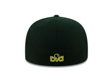 Load image into Gallery viewer, Mayos de Navojoa New Era 59FIFTY 5950 Fitted Cap Hat Black Crown/Visor Metallic Gold Logo