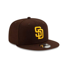 Load image into Gallery viewer, San Diego Padres New Era MLB 9FIFTY 950 Snapback Cap Hat Team Color Dark Brown Crown/Visor Yellow Logo