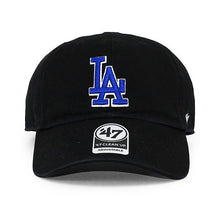 Load image into Gallery viewer, Los Angeles Dodgers '47 Brand MLB Clean Up Adjustable Cap Hat Black Crown/Visor Royal Blue/White Logo