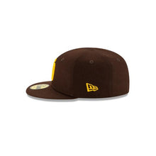 Load image into Gallery viewer, (Infant) San Diego Padres New Era MLB 59FIFTY 5950 Fitted Cap Hat Team Color Dark Brown Crown/Visor Yellow Logo My 1st First