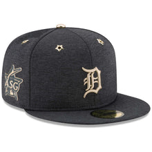 Load image into Gallery viewer, Detroit Tigers New Era MLB 59FIFTY 5950 Fitted Cap Hat Black Crown/Visor Metallic Gold Logo 2017 All-Star Game Side Patch