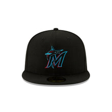 Load image into Gallery viewer, (Youth) Miami Marlins New Era MLB 59FIFTY 5950 Fitted Cap Hat Black Crown/Visor Team Color Logo