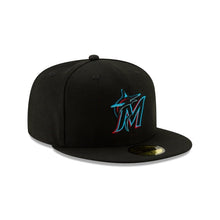 Load image into Gallery viewer, (Youth) Miami Marlins New Era MLB 59FIFTY 5950 Fitted Cap Hat Black Crown/Visor Team Color Logo