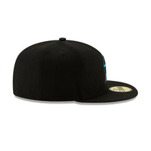 Load image into Gallery viewer, (Youth) Miami Marlins New Era MLB 59FIFTY 5950 Fitted Cap Hat Black Crown/Visor Team Color Logo