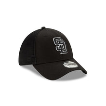 Load image into Gallery viewer, San Diego Padres New Era MLB 39THIRTY 3930 Neo Mesh Flexfit Cap Hat Black Crown/Visor Black/White Logo