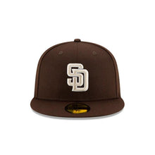 Load image into Gallery viewer, (Youth) San Diego Padres New Era MLB 59Fifty 5950 Fitted Cap Hat Dark Brown Crown/Visor Off-White/White Logo