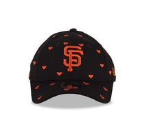 Load image into Gallery viewer, (Youth) San Francisco Giants New Era 9FORTY 940 Kid Adjustable Cap Hat Black Crown/Visor Orange Logo with Hearts (Lovely Fan)