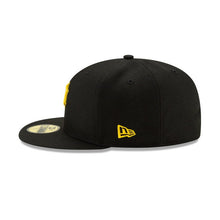 Load image into Gallery viewer, Pittsburgh Pirates New Era MLB 59FIFTY 5950 Fitted Cap Hat Black Crown/Visor Yellow/Black/Yellow Logo