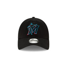 Load image into Gallery viewer, Miami Marlins New Era MLB 9TWENTY 920 Adjustable Cap Hat Black Crown/Visor Team Color Logo