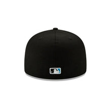Load image into Gallery viewer, Miami Marlins New Era MLB 59Fifty 5950 Fitted Cap Hat Black Crown/Visor Team Color Logo with Orange (Team Eats)