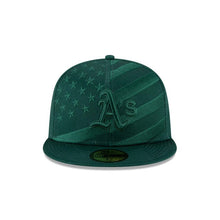 Load image into Gallery viewer, Oakland Athletics New Era MLB 59FIFTY 5950 Fitted Cap Hat Dark Green Crown/Visor Dark Green Logo (Wave)