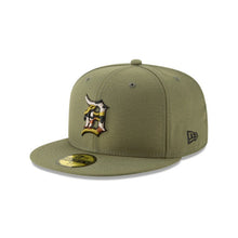 Load image into Gallery viewer, Detroit Tigers New Era MLB 59FIFTY 5950 Fitted Cap Hat New Olive Crown/Visor Trim Camo Logo
