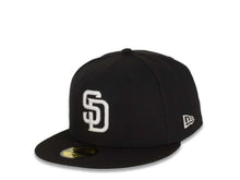 Load image into Gallery viewer, San Diego Padres New Era MLB 59Fifty 5950 Fitted Cap Hat Black Crown/Visor White Logo Mexican Flag Side Patch