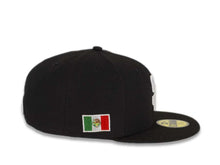 Load image into Gallery viewer, San Diego Padres New Era MLB 59Fifty 5950 Fitted Cap Hat Black Crown/Visor White Logo Mexican Flag Side Patch