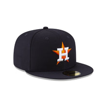 Load image into Gallery viewer, Houston Astros New Era MLB 59FIFTY 5950 Fitted Cap Hat Navy Crown/Visor Team Color Logo 2017 World Series Side Patch