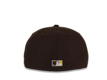 Load image into Gallery viewer, New Era MLB 59Fifty 5950 Fitted San Diego Padres Cap Hat Dark Brown Crown Yellow Logo 50th Anniversary Side Patch Yellow UV