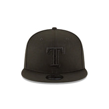 Load image into Gallery viewer, Texas Rangers New Era 9FIFTY 950 Snapback Cap Hat Black Crown/Visor Black Logo