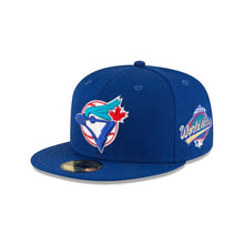 Load image into Gallery viewer, Toronto Blue Jays New Era MLB 59Fifty 5950 Fitted Cap Hat Team Color Royal Blue Crown/Visor Team Color Logo 1993 World Series Side Patch Green UV
