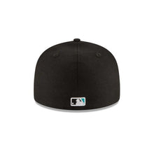 Load image into Gallery viewer, Florida Marlins New Era MLB 59Fifty 5950 Fitted Cap Hat Team Color Black Crown/Visor Team Color Logo 1997 World Series Side Patch Gray UV