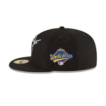Load image into Gallery viewer, Florida Marlins New Era MLB 59Fifty 5950 Fitted Cap Hat Team Color Black Crown/Visor Team Color Logo 1997 World Series Side Patch Gray UV
